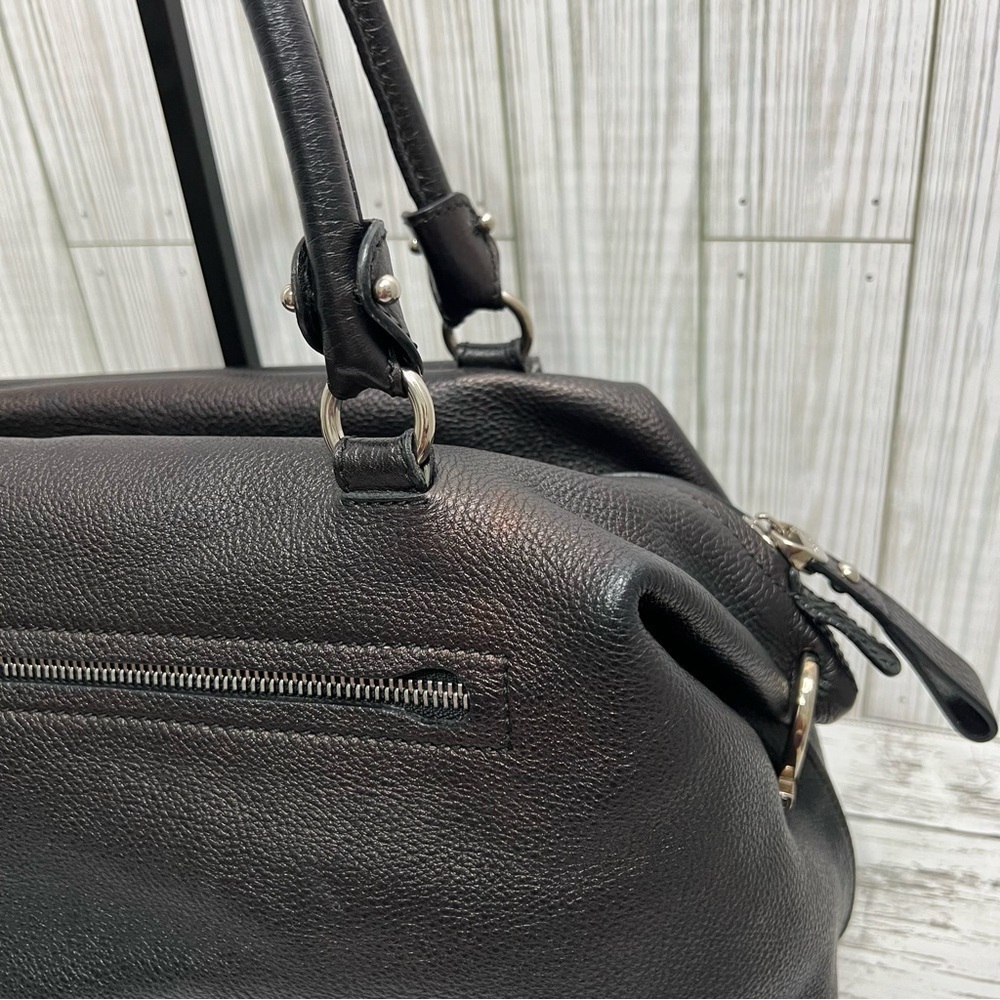 Salvatore Ferragamo Black Pebbled Leather Satchel Tote Bag Top Handle Purse - Picture 7 of 14